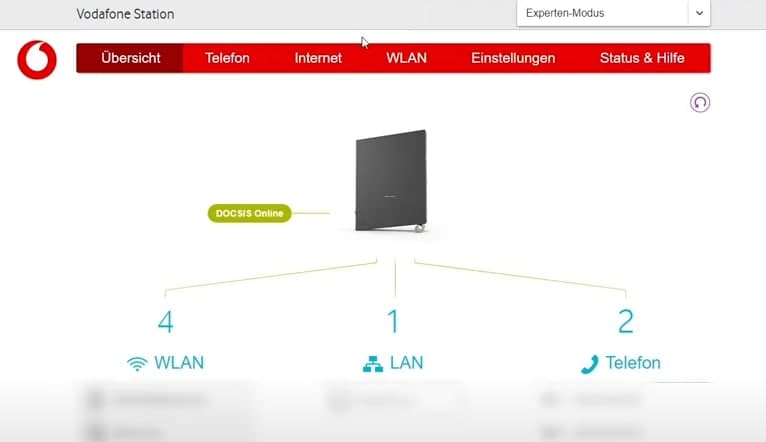 Vodafone Station Übersicht.